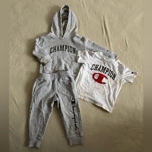 Champion Kids' Gray Hoodie Set with White Tee